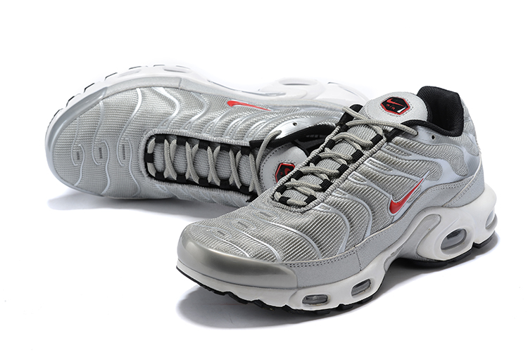 Men Nike Air Max PLUS Silver Grey Red Black